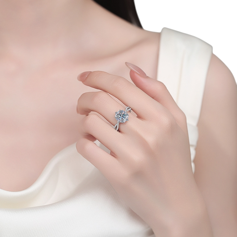Hayesaura | Coquette Romance 18K Plated Six-Prong Snowflake | Elegant Bridal Engagement Ring