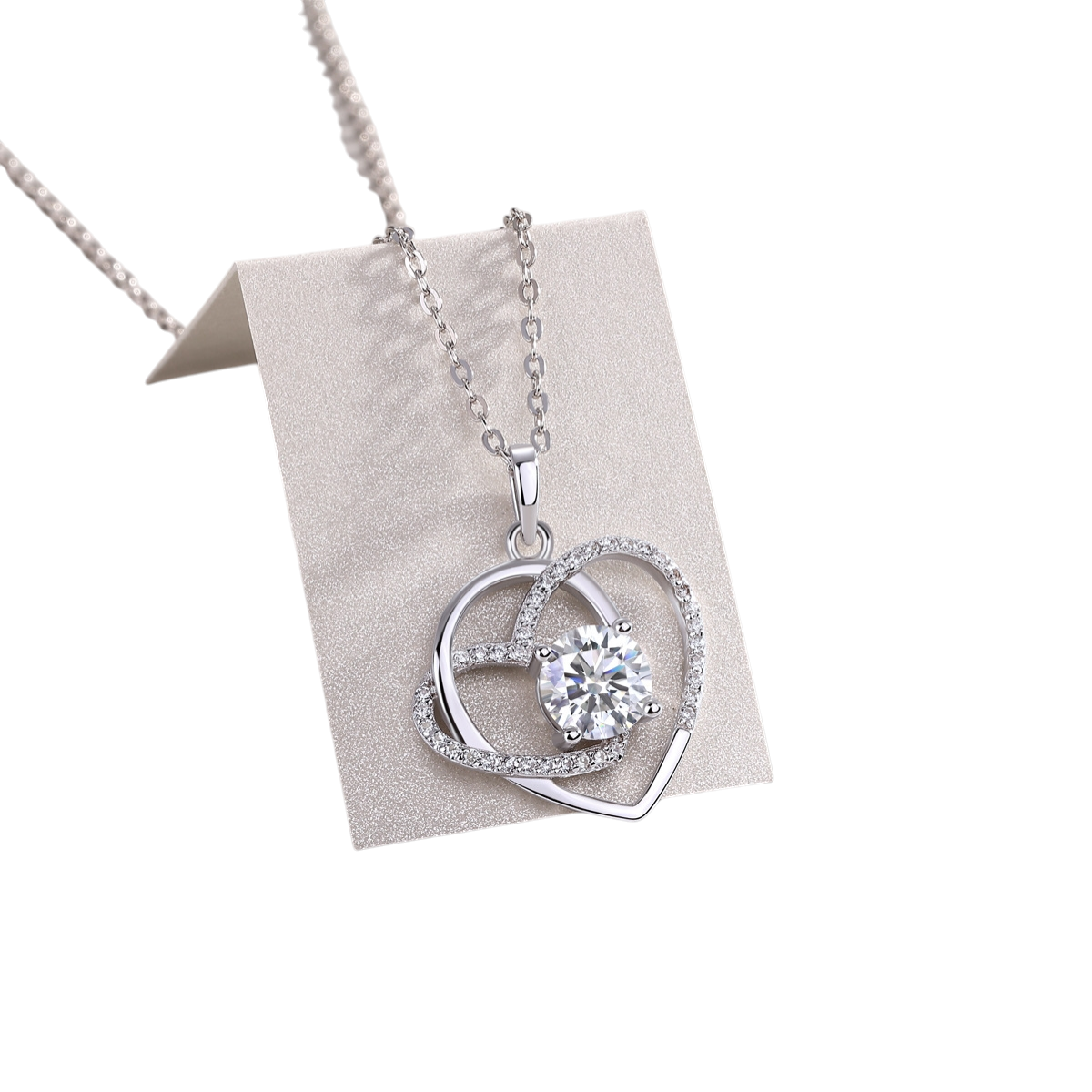 Hayesaura | Coquette Romance 18K Plated Layered Heart Moissanite | Quiet Luxury Bridal Pendant