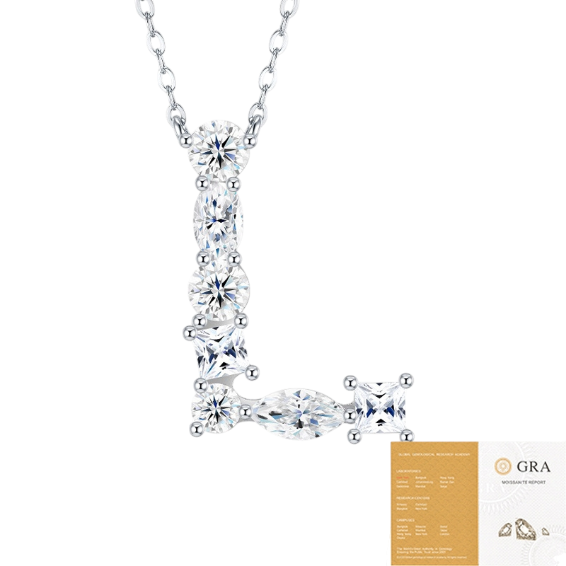 Hayesaura | Street Hip-Hop 18K Plated D-Color Moissanite 26 Initial Letters Necklace | Unisex Avant-Garde Clavicle Chain Statement