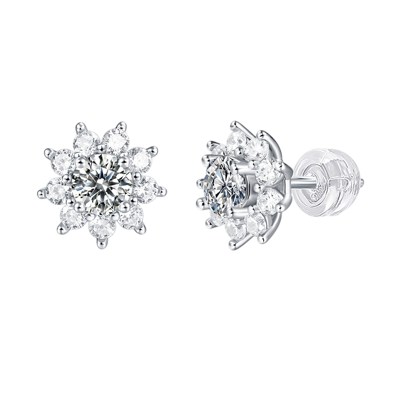 Hayesaura | Old Money Sunflower & Snowflake Pavé Halo | Vintage Glamour Executive Studs