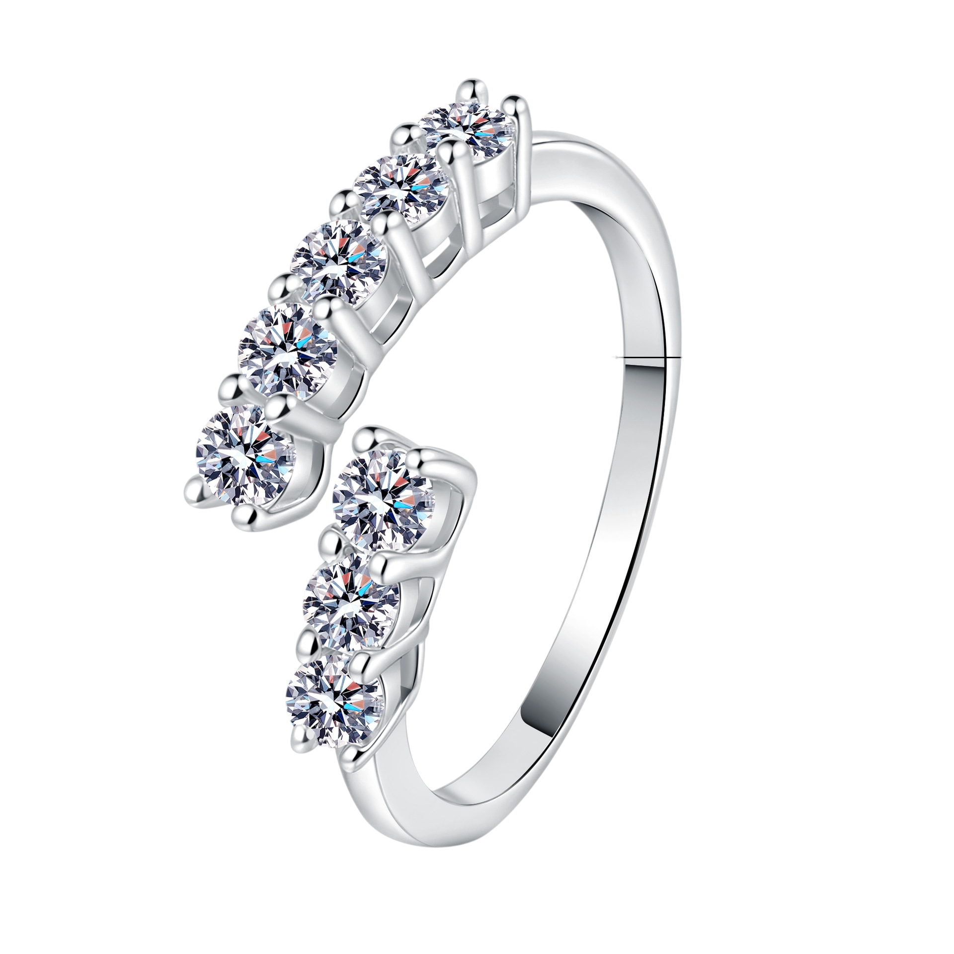 Hayesaura | Cyber Y2K 18K Plated Irregular Open Cuff Moissanite Ring | Avant-Garde Statement Band