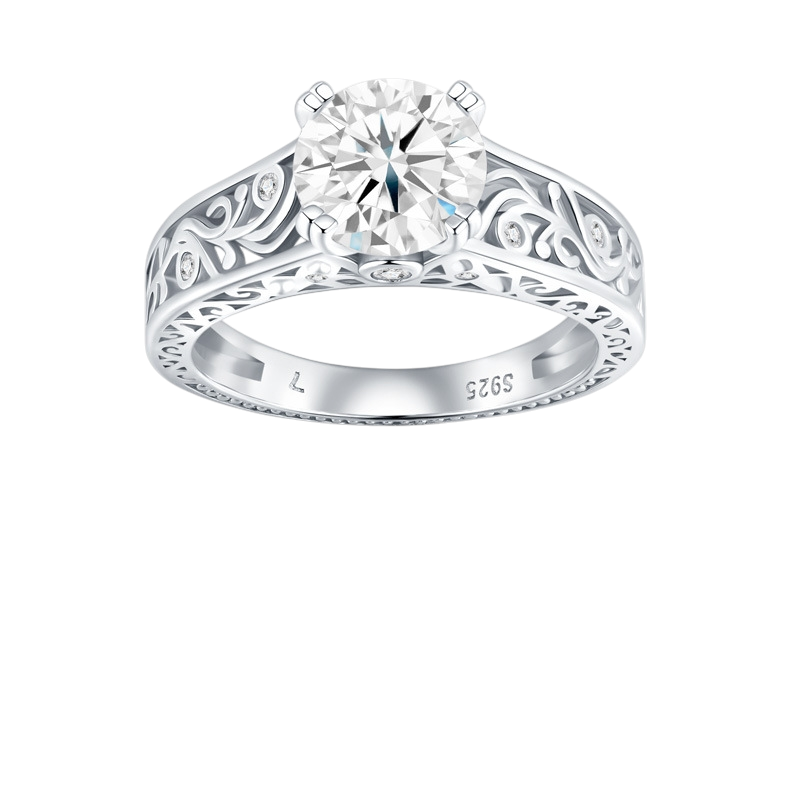 Hayesaura | Royal Archive Carved Hollow Moissanite Statement Ring | Old Money Heritage Cocktail Ring