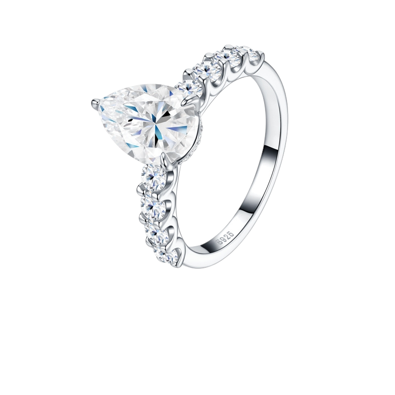 Hayesaura | Handmade Hammered Moissanite Proposal Ring | Minimalist