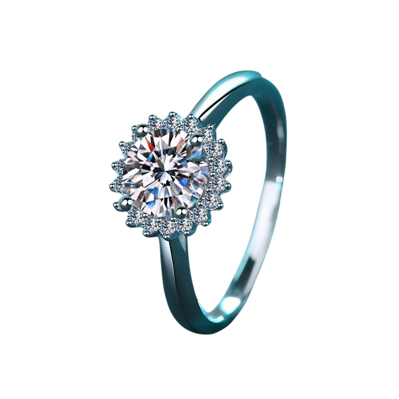 Hayesaura | Sunflower Halo Cluster Brilliant Moissanite Ring