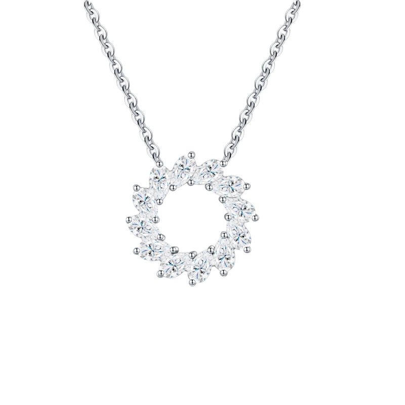 Hayesaura | Acubi Style 18K Plated Marquise Circle Moissanite | Cyber Y2K Minimalist Pendant