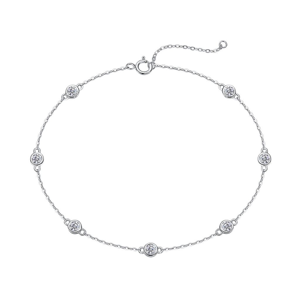 Hayesaura | Acubi Style Platinum-Plated Bubble Bezel Moissanite | High-Cold Fluid Bracelet