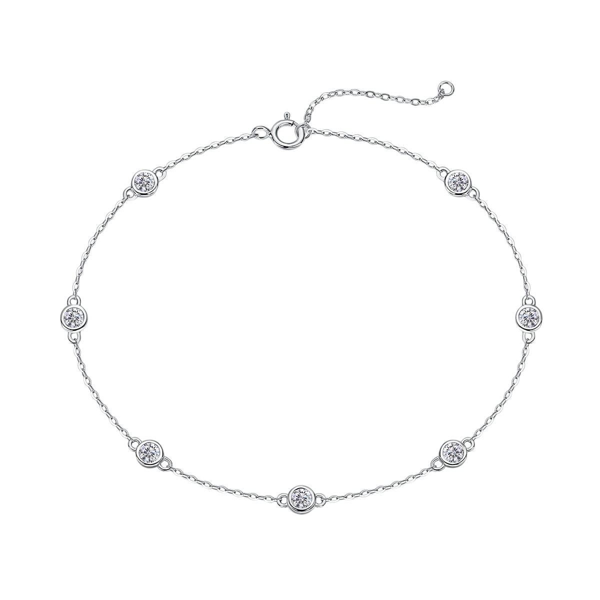 Hayesaura | Acubi Style Platinum-Plated Bubble Bezel Moissanite | High-Cold Fluid Bracelet