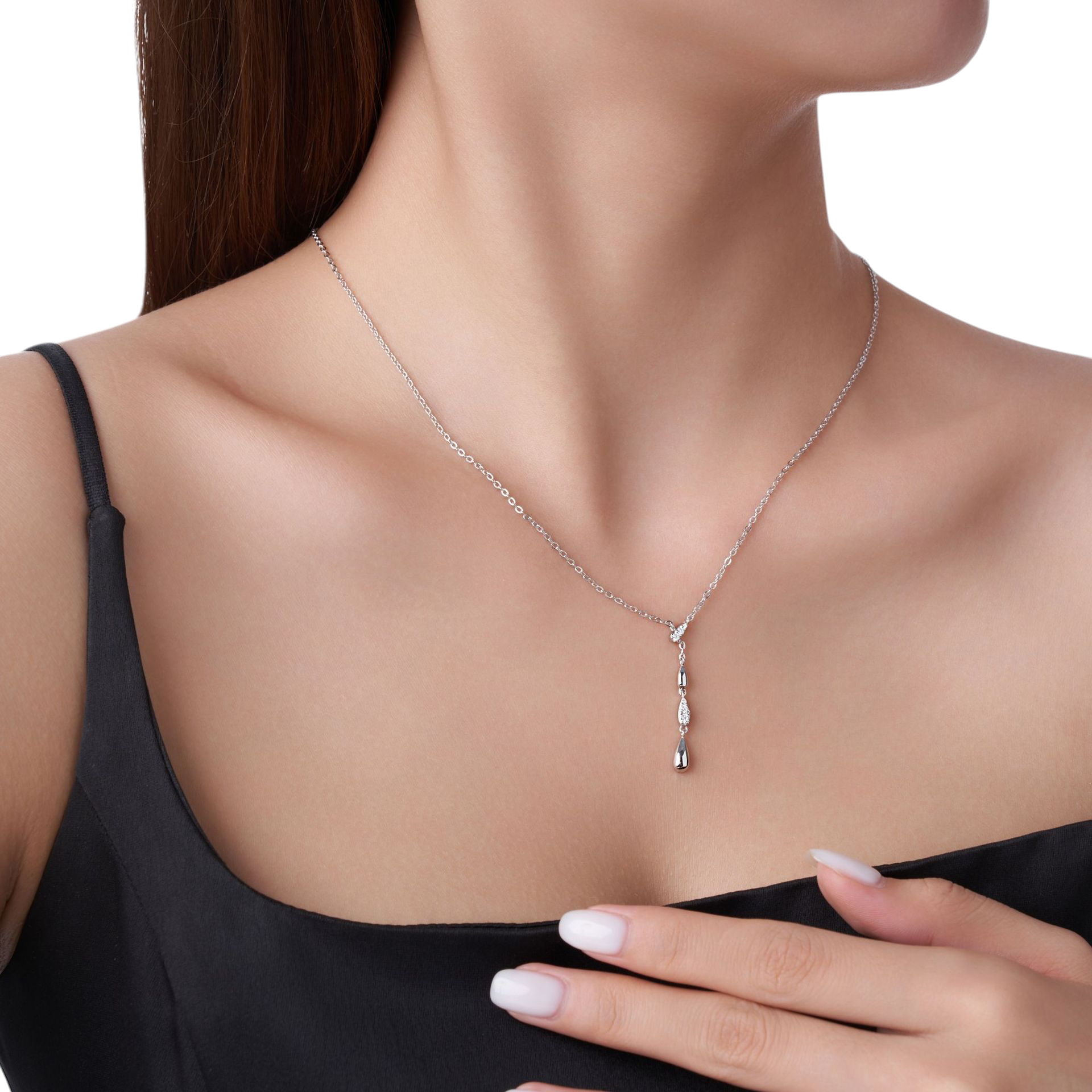 Hayesaura | Avant-Garde Brushed Silver Waterdrop Tassel Pendant | Cyber Y2K Minimalist Choker Necklace
