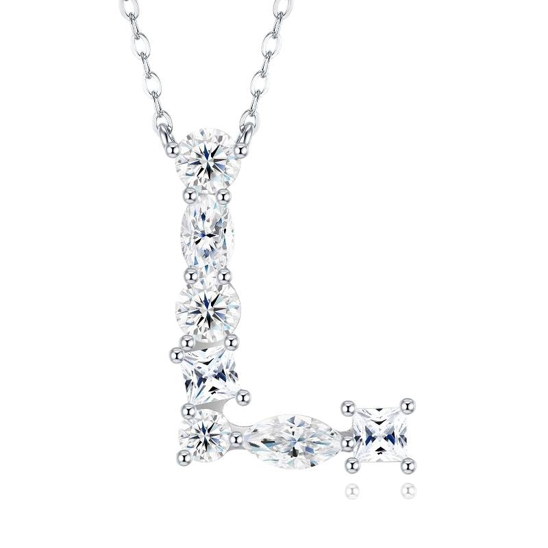 Hayesaura | Street Hip-Hop 18K Plated D-Color Moissanite 26 Initial Letters Necklace | Unisex Avant-Garde Clavicle Chain Statement