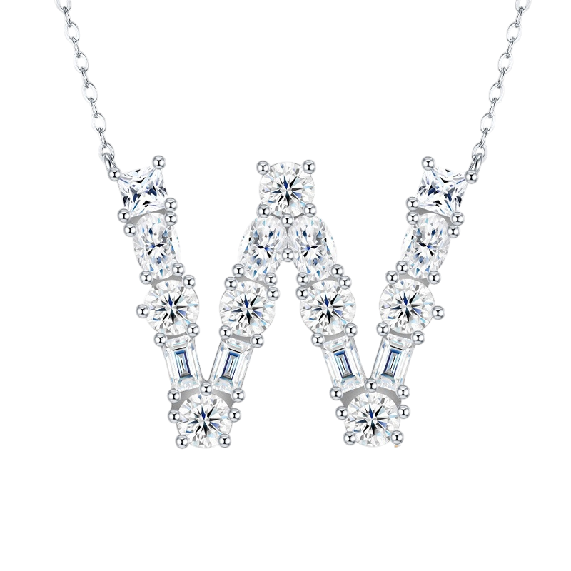 Hayesaura | Street Hip-Hop 18K Plated D-Color Moissanite 26 Initial Letters Necklace | Unisex Avant-Garde Clavicle Chain Statement