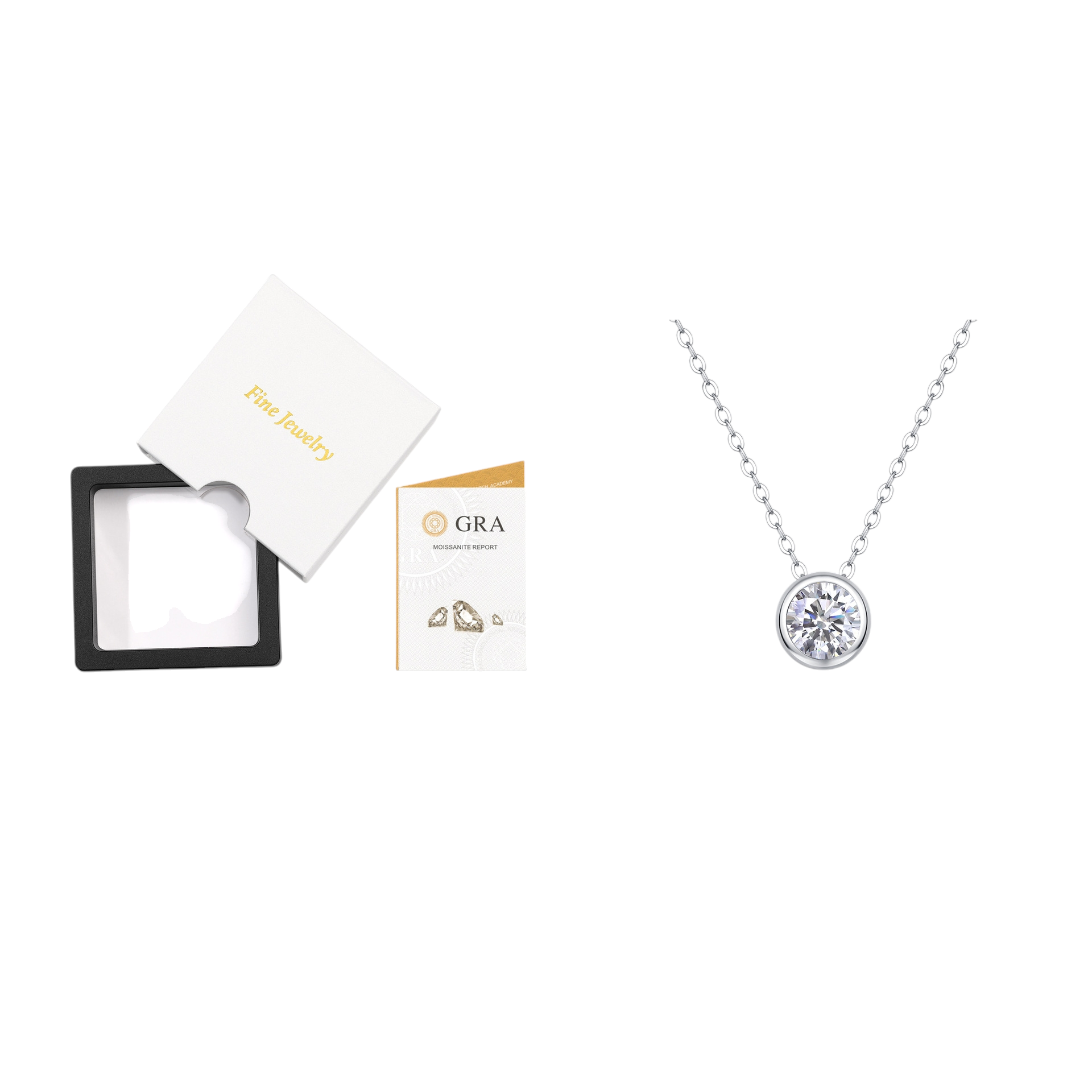 Hayesaura | Clean Fit 18K Plated Bubble Bezel Moissanite | High-Cold Daily Stacking Necklace