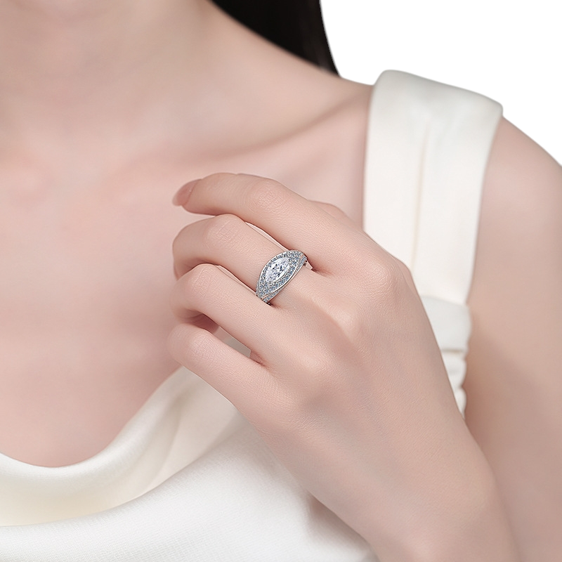 Hayesaura | Cyber Y2K 18K Plated Evil Eye Marquise Moissanite | Avant-Garde Cocktail Ring