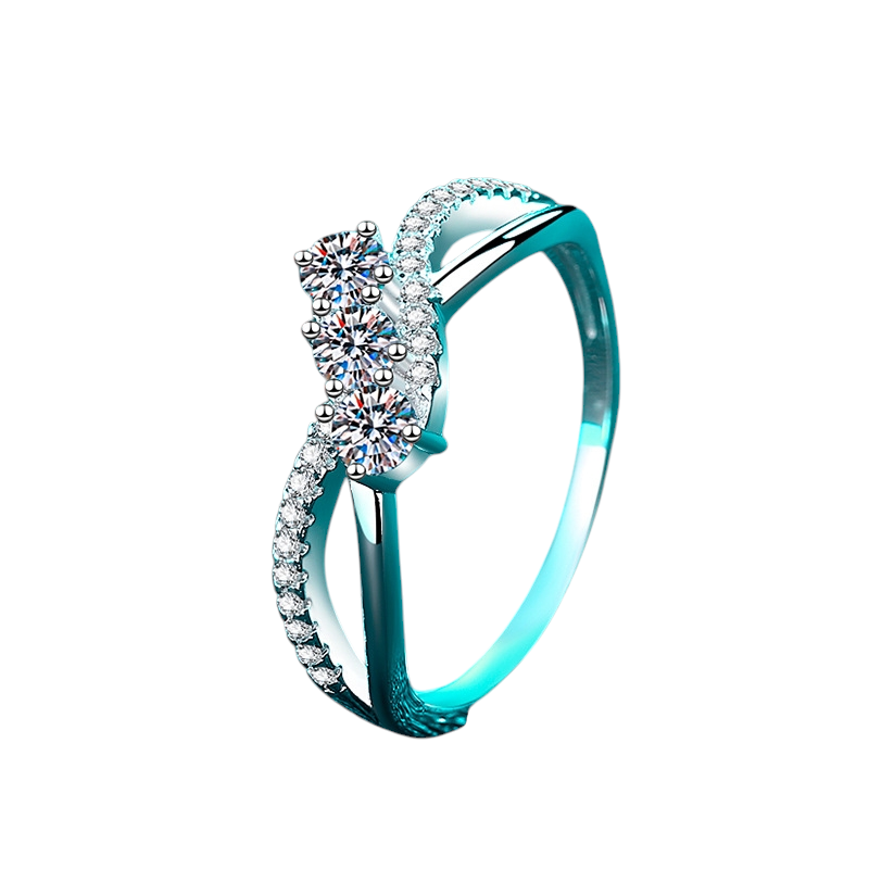 Hayesaura | Office Siren 18K Plated Double-Layer Line Moissanite Band | Architectural Stacking Ring