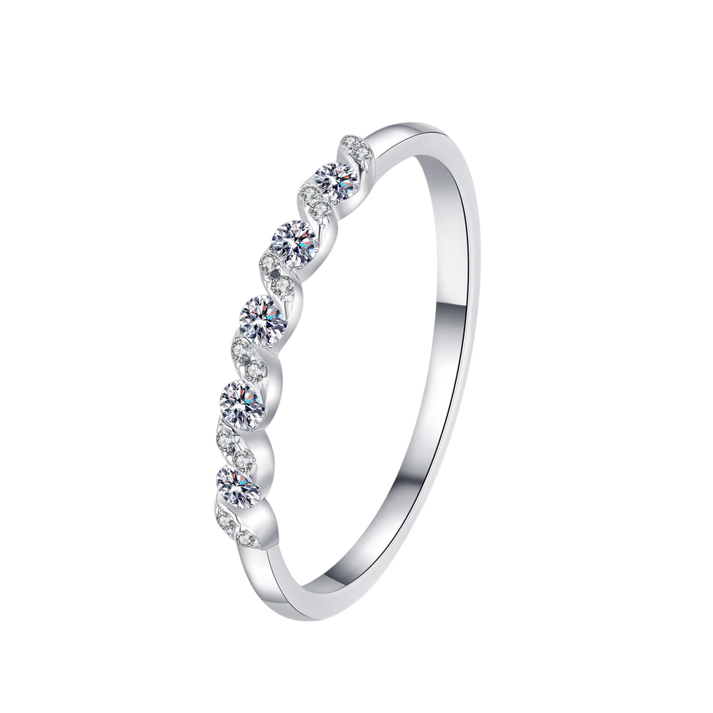 Hayesaura | Water Ripple Textured Full Moissanite Eternity Band