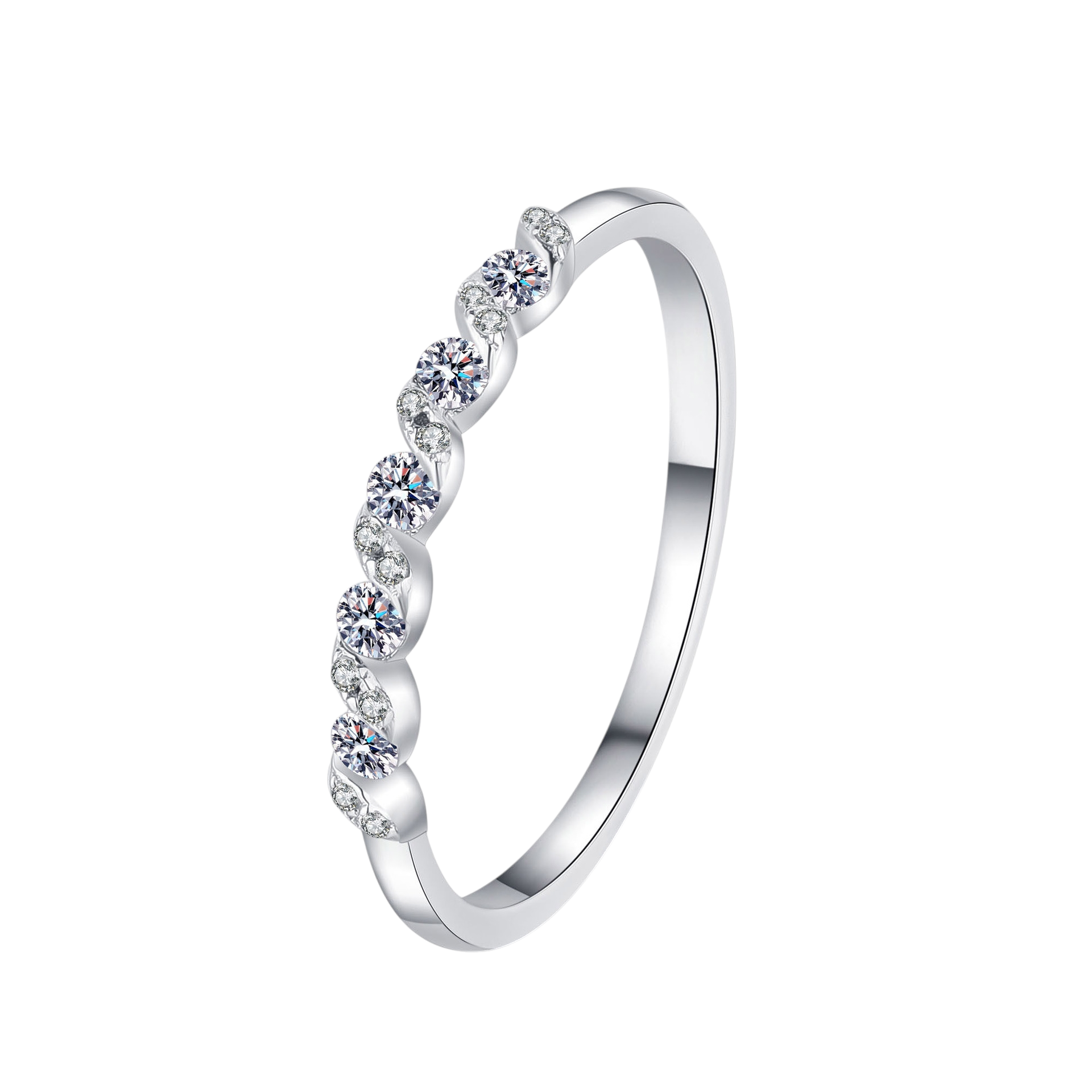 Hayesaura | Water Ripple Textured Full Moissanite Eternity Band