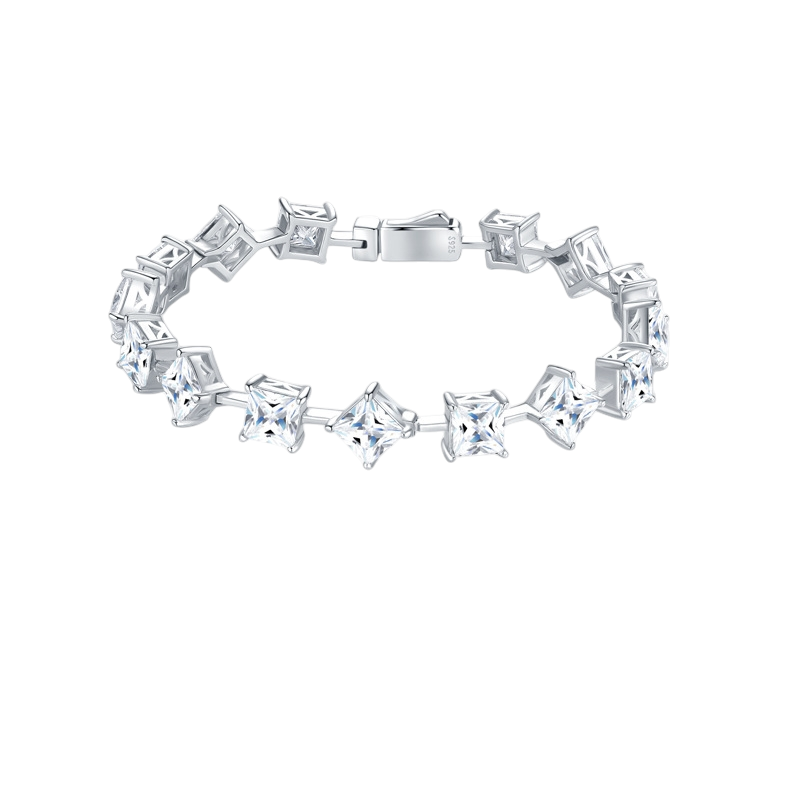 Hayesaura | Office Siren Square Princess-Cut Moissanite | Minimalist Structural Wrist-Band