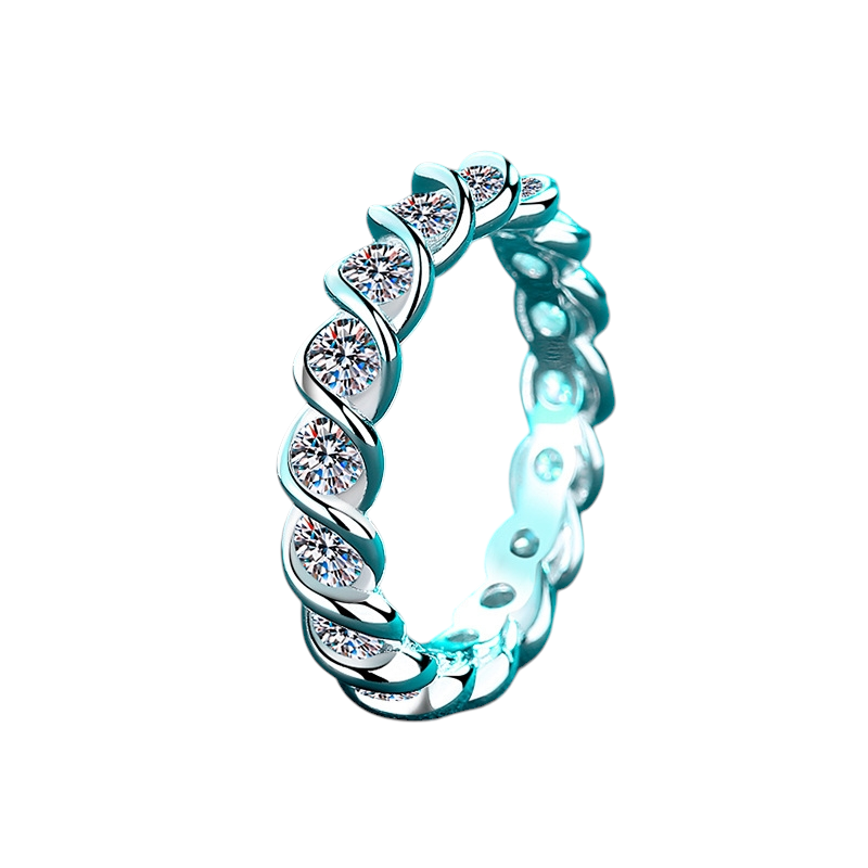 Hayesaura | Cyber Y2K Screw Thread Full Moissanite Statement Band