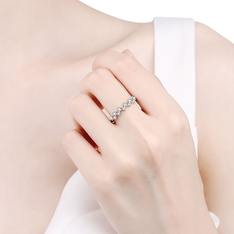 Hayesaura | Fluid Wave Moissanite Half-Eternity Tail Ring