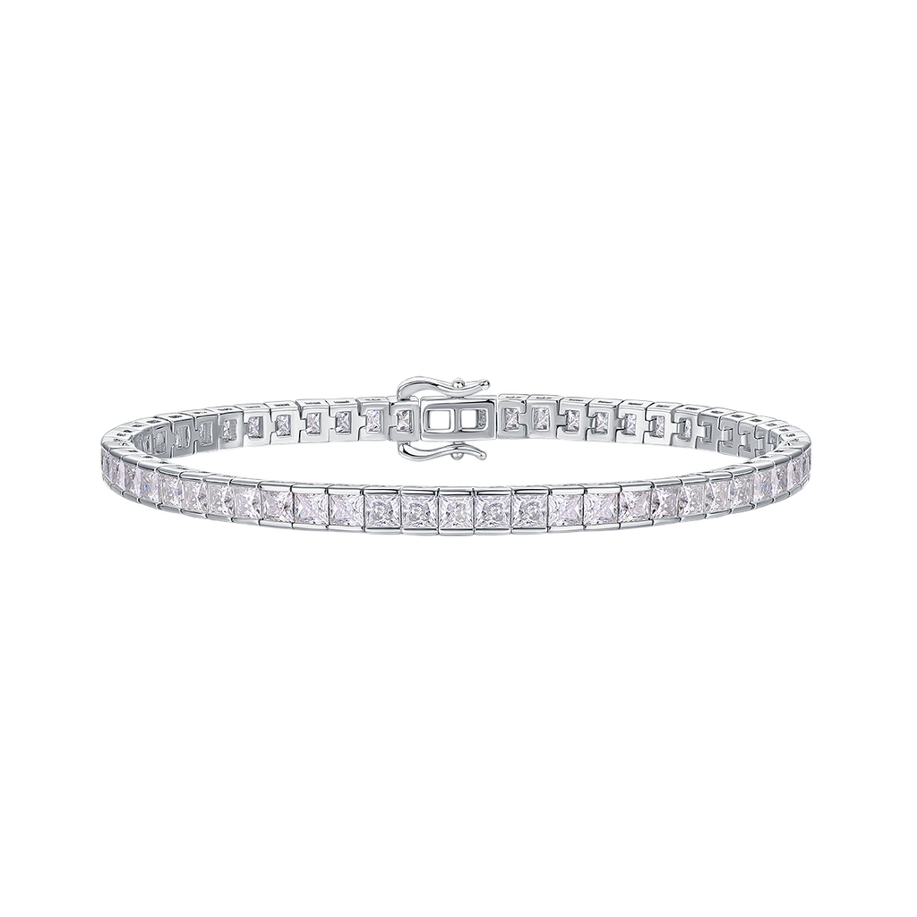 Hayesaura | Unisex Platinum-Plated Classic Moissanite Tennis Bangle | Old Money Quiet Luxury Piece