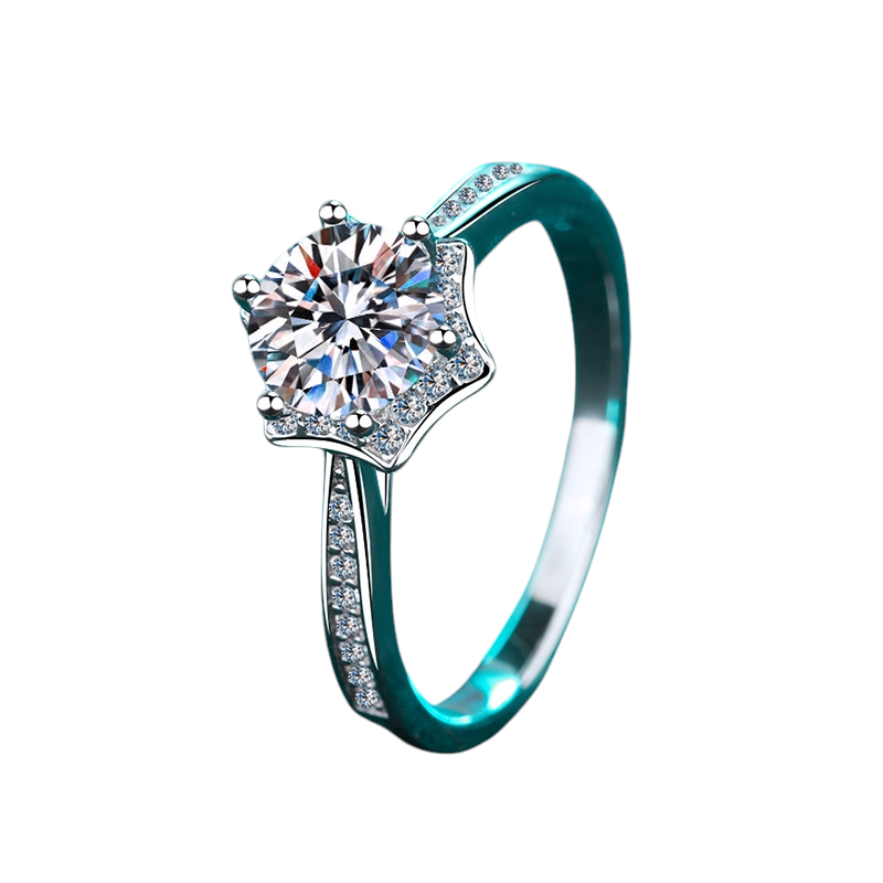 Hayesaura | Classic Six-Prong Celestial Starry Sky Moissanite Solitaire