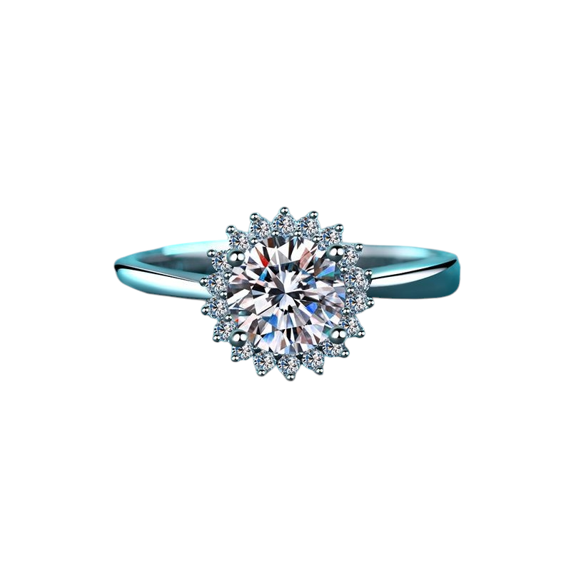 Hayesaura | Sunflower Halo Cluster Brilliant Moissanite Ring