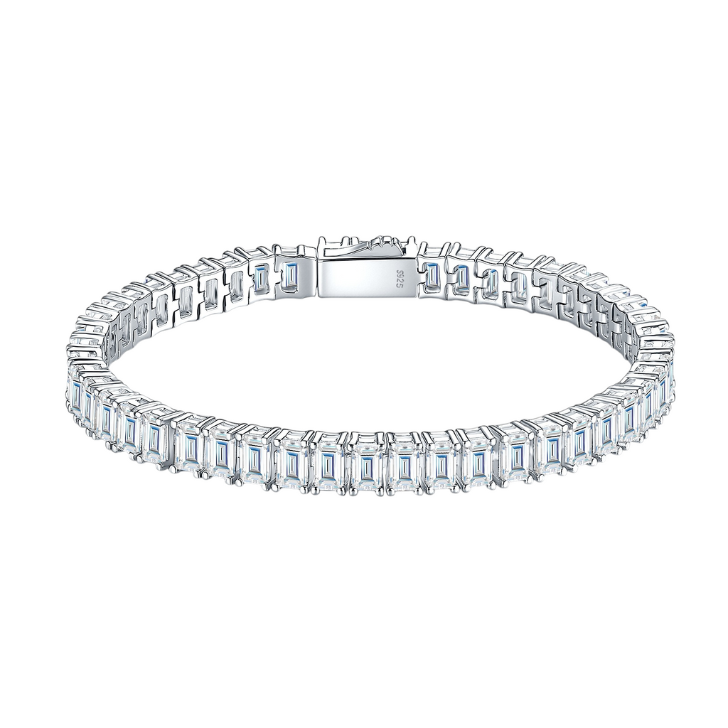 Hayesaura | Deco Geometric Emerald-Cut Moissanite with Spring Clasp | European Heritage Link Chain