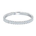 Hayesaura | Deco Geometric Emerald-Cut Moissanite with Spring Clasp | European Heritage Link Chain