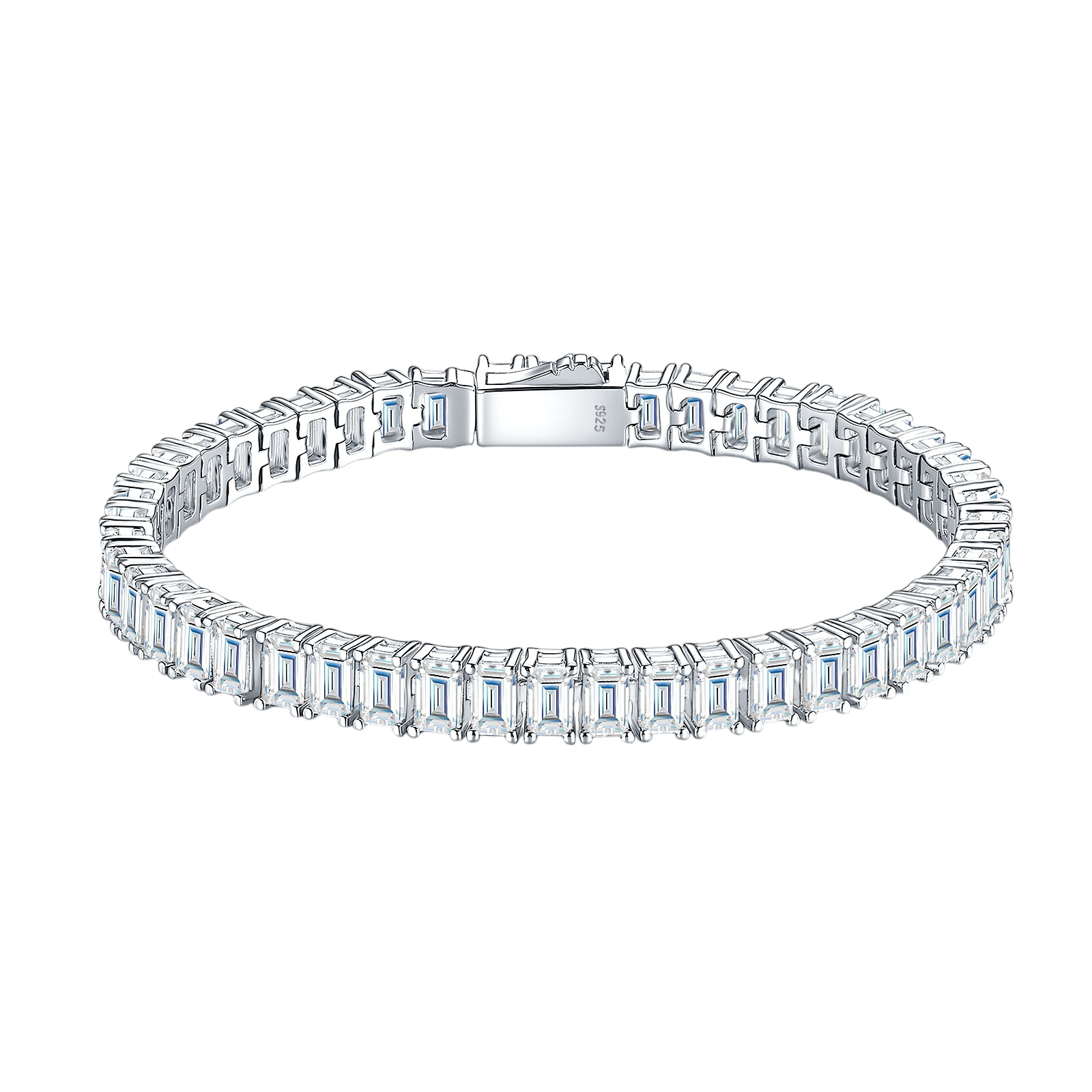 Hayesaura | Deco Geometric Emerald-Cut Moissanite with Spring Clasp | European Heritage Link Chain