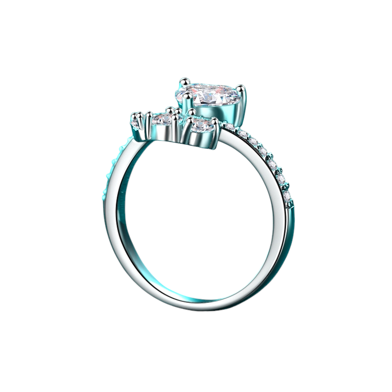 Hayesaura | Parisian Chic 18K Plated Heart Bouquet Moissanite Ring | Romantic Date Anniversary Statement