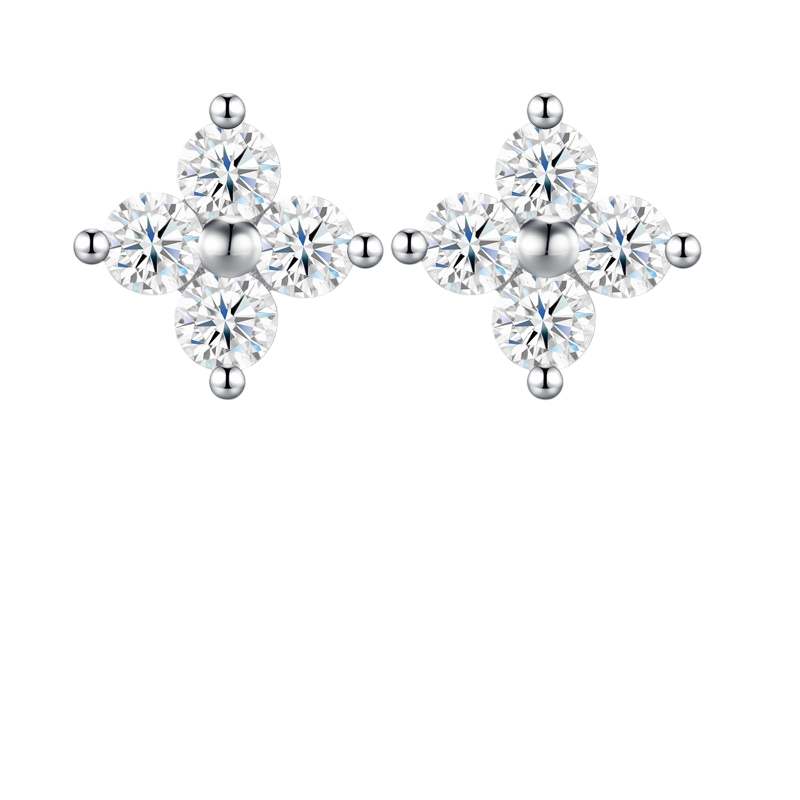 Hayesaura | Parisian Chic 18K Plated Four-Leaf Clover Moissanite | Quiet Luxury Elegant Studs