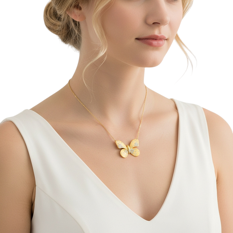 Hayesaura | Fairycore 18K Plated Butterfly Moissanite | Sweet Romantic Clavicle Chain