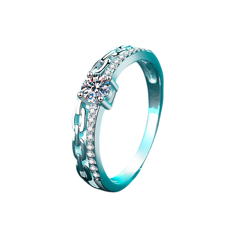 Hayesaura | Acubi Style Double-Layer Chain Link Moissanite Band | Cyber Y2K Minimalist Ring