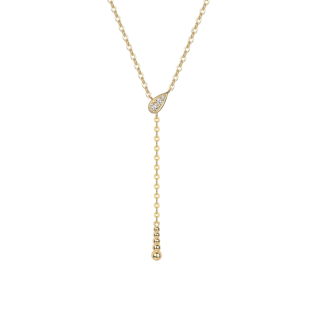 Hayesaura | Office Siren 18K Yellow Gold Plated Y-Shape Moissanite | Muted Minimalist Drop Chain