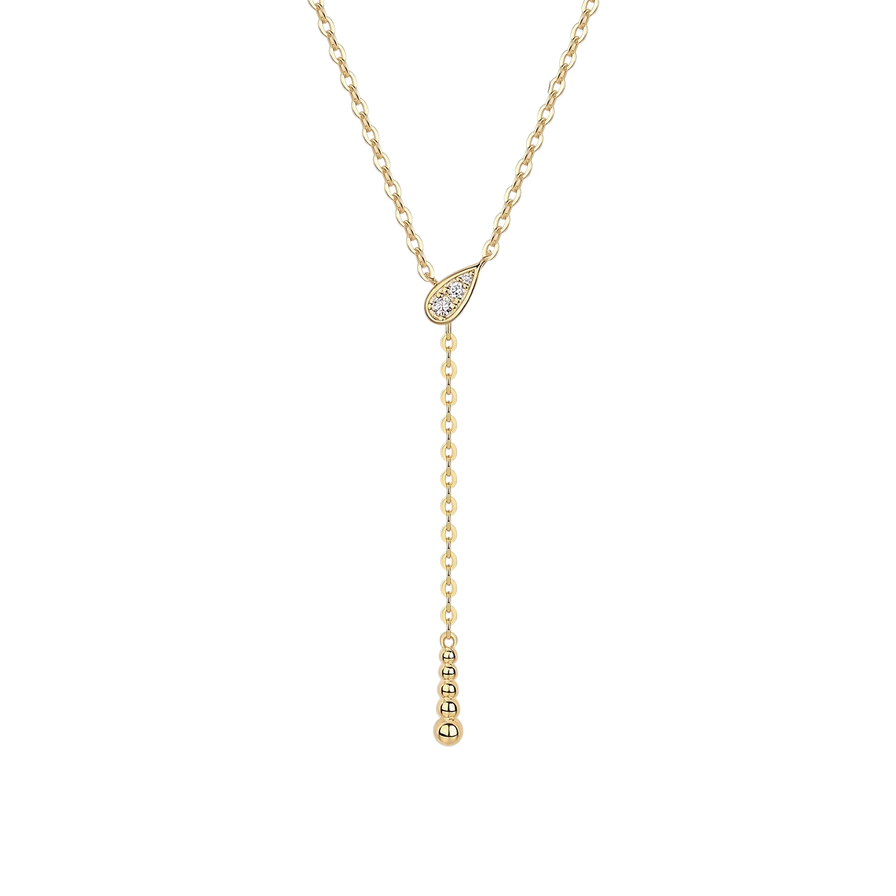 Hayesaura | Office Siren 18K Yellow Gold Plated Y-Shape Moissanite | Muted Minimalist Drop Chain