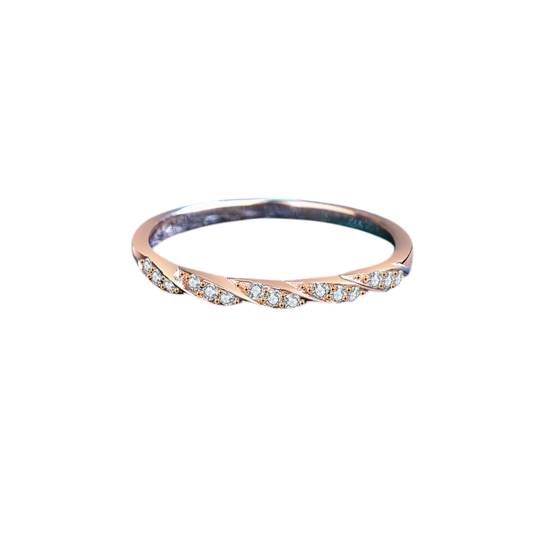 Hayesaura | Golden Hour Champagne Plated Wavy Starry Sky Moissanite Band | Office Siren Daily Tail Ring