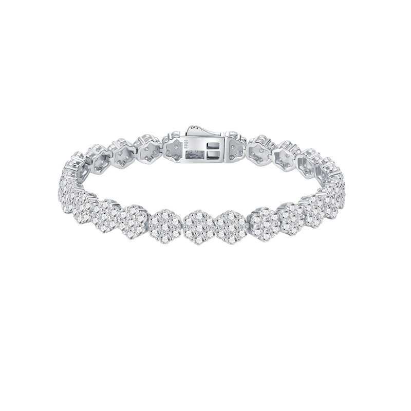 Hayesaura | Gothic Romance Encrusted Floral Moissanite | Vintage Grunge Street Tennis Bracelet