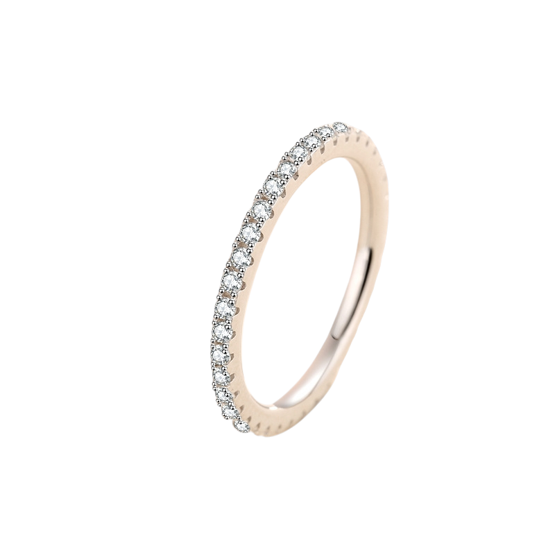 Hayesaura | Quiet Luxury 18K Plated Single-Line Moissanite Eternity Band | Classic Bridal Promise