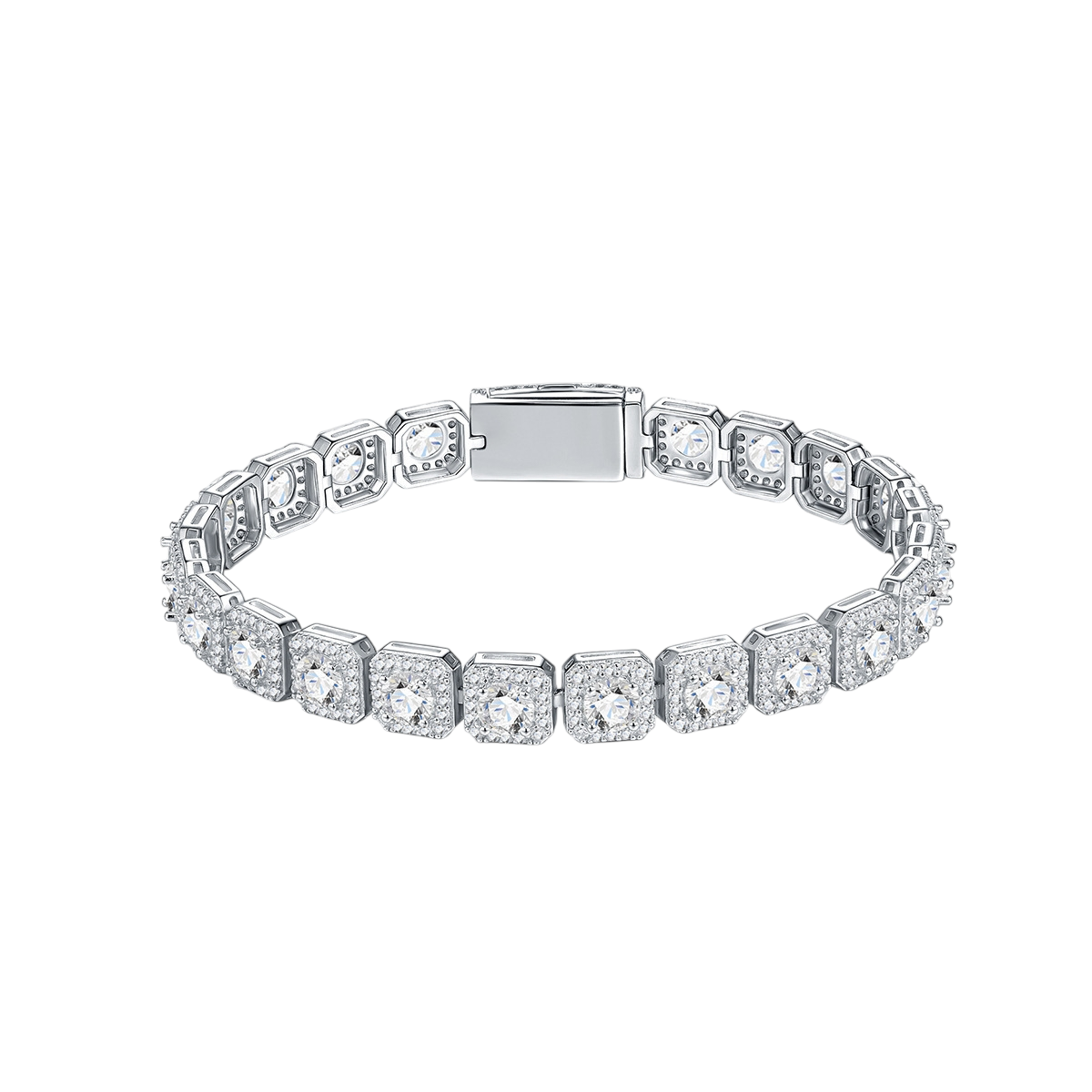 Hayesaura | Industrial Grunge Square Princess-Cut Hip-Hop Moissanite Bangle | Cyber Y2K Street Statement