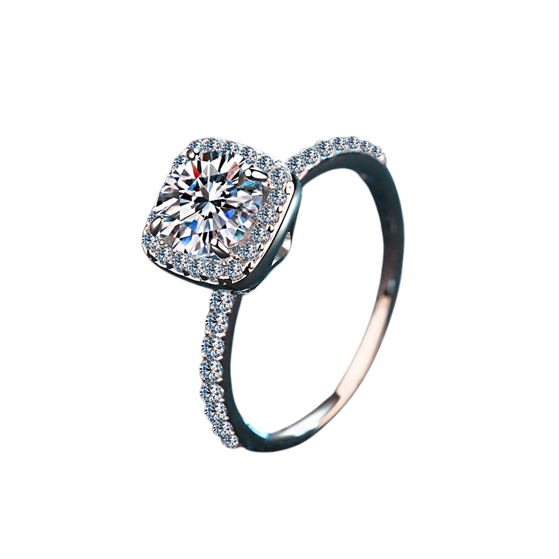 Hayesaura | Sugar Cube Cushion Cut Moissanite Dome Ring