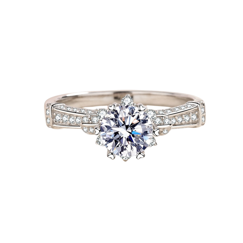 Hayesaura | Platinum-Grade Six-Prong Heart Moissanite Solitaire | Classic Bridal Proposal Ring