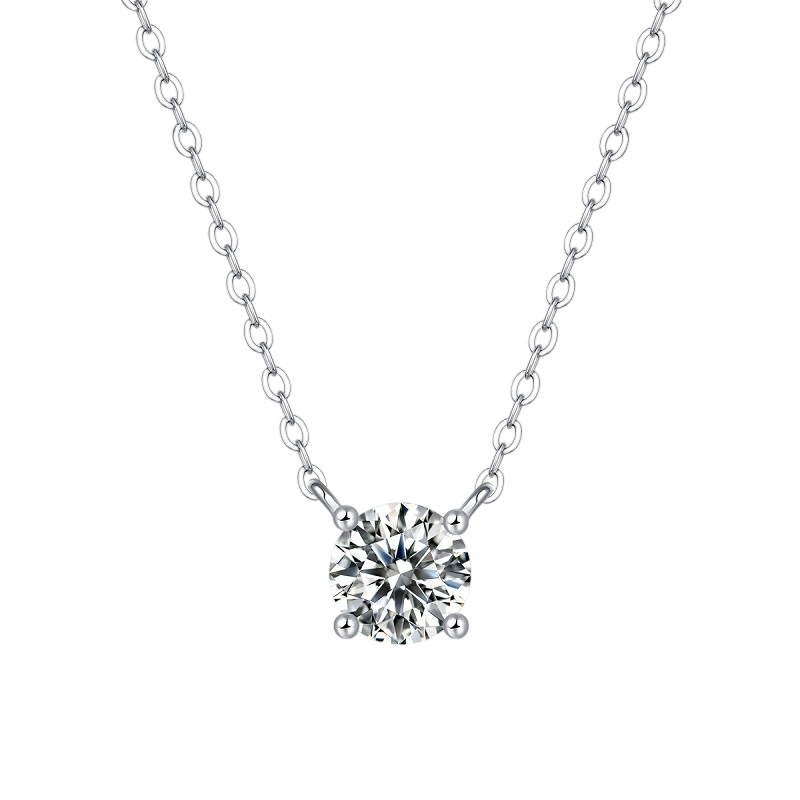 Hayesaura | Office Siren PT950 Plated Classic Four-Prong Moissanite | Quiet Luxury Solitaire Pendant Necklace