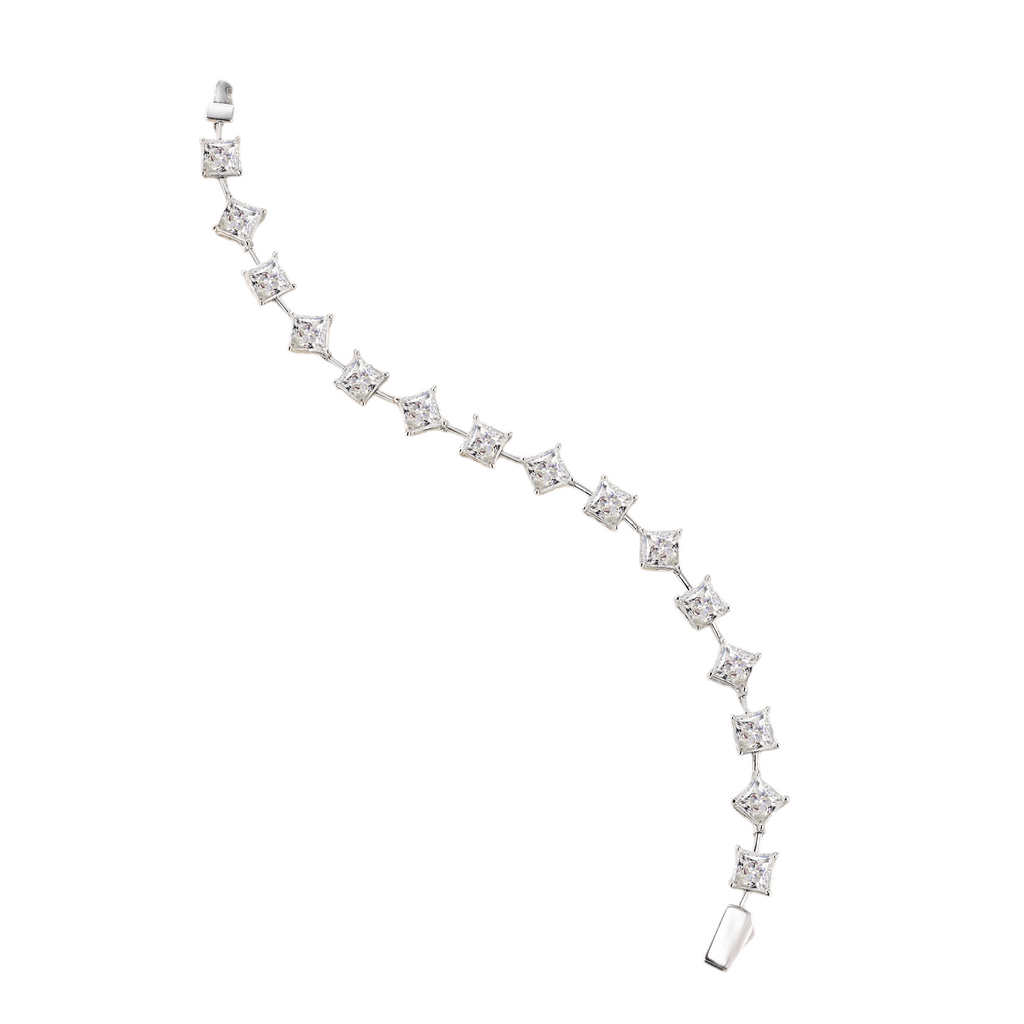 Hayesaura | Office Siren Square Princess-Cut Moissanite | Minimalist Structural Wrist-Band