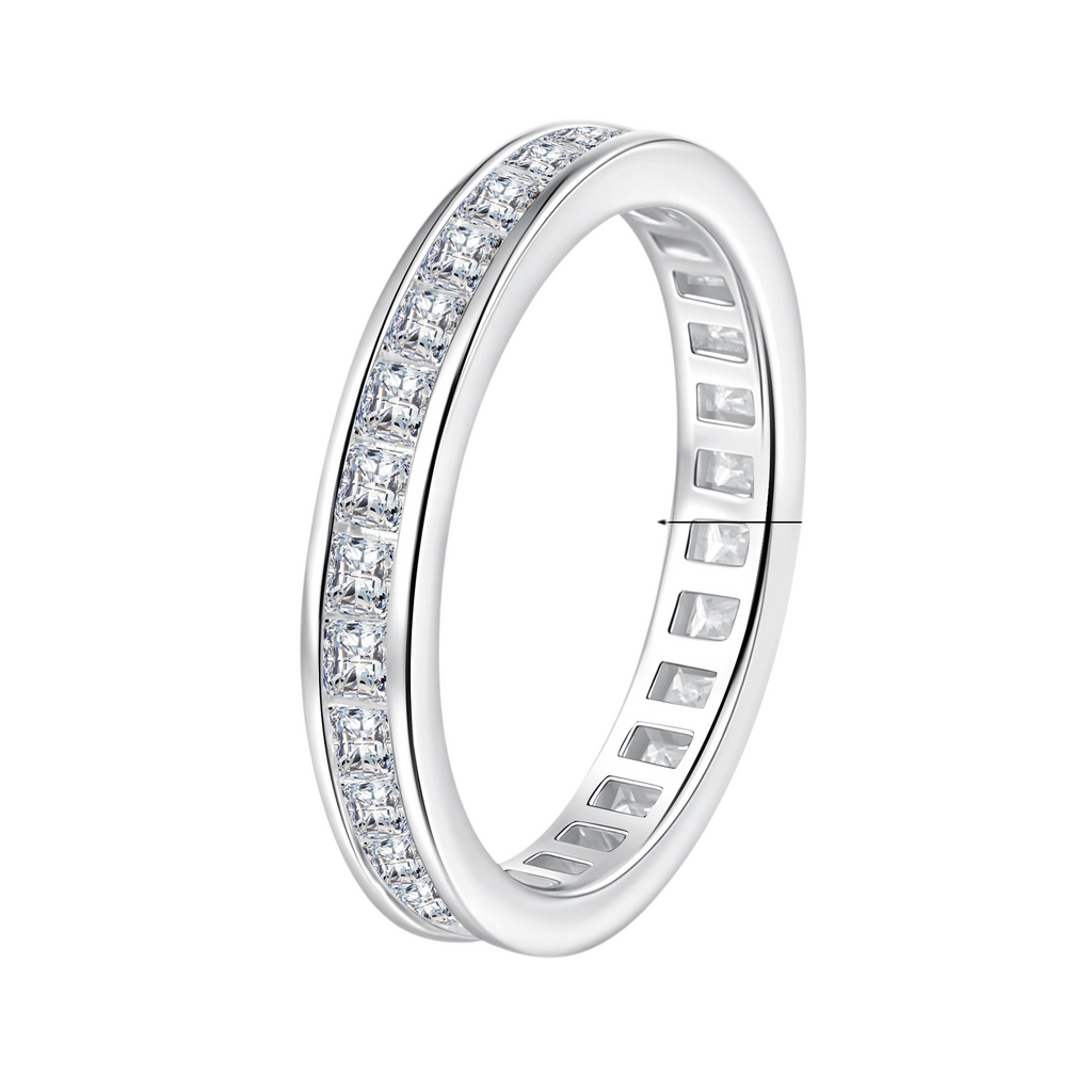 Hayesaura | Clean Fit 18K Plated Square Cut Moissanite Row Band | Minimalist Unisex Promise Ring
