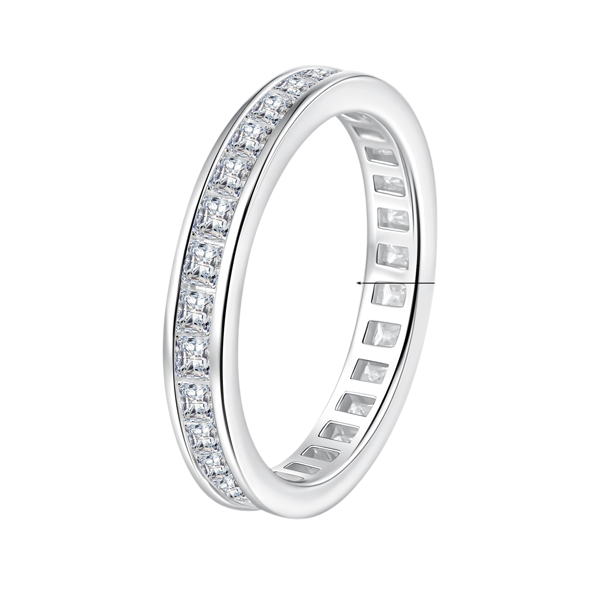 Hayesaura | Clean Fit 18K Plated Square Cut Moissanite Row Band | Minimalist Unisex Promise Ring