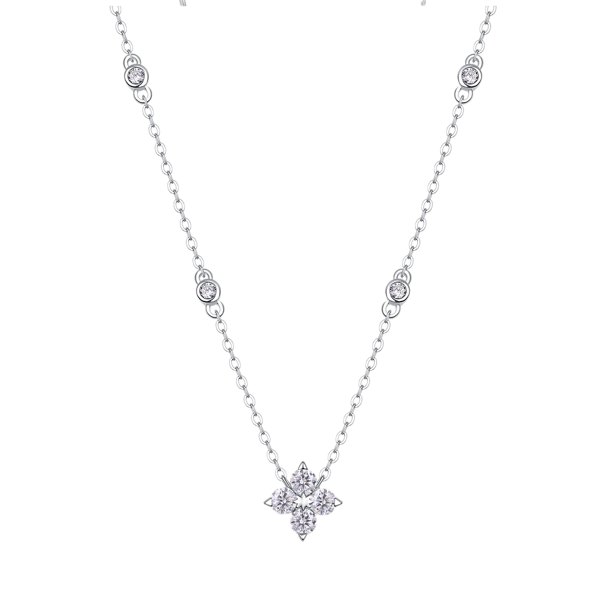 Hayesaura | Art Deco 18K White Gold Plated Geometric Clover | Vintage Glamour Bridal Pendant